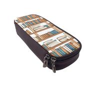 UENFFKDAP Funny Book Shelf Collection and Ladder Trousse à crayons en cuir avec fermeture éclair Convient pour les écoles et les bureaux Unisexe, Noir , Taille unique, Trousse de maquillage