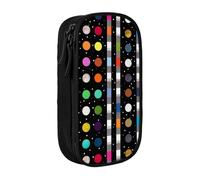 UENFFKDAP Glitter Rainbow Polka Dot Stripe Black and White Grande capacité Trousse à crayons Étudiant Trousse à cosmétiques Convient pour l'école et le bureau Unisexe, Noir , Taille unique, Trousse de