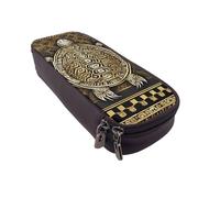 UENFFKDAP Hawaïen Tapa Honu Turtle Trousse à crayons en cuir avec fermeture éclair Convient pour les écoles et les bureaux Unisexe, Noir , Taille unique, Trousse de maquillage