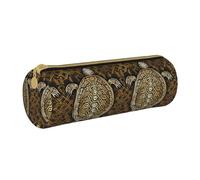 UENFFKDAP Hawaïen Tapa Honu Turtle Trousse à crayons en cuir Étudiant Trousse à crayons Fermeture Éclair Trousse à cosmétiques Convient pour l'école et le bureau Unisexe, blanc, Taille unique, Trousse