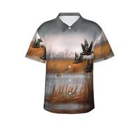 UENFFKDAP Hunting Flying Wild Duck Chemise hawaïenne à manches courtes pour homme, Noir , 3XL