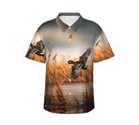 UENFFKDAP Hunting Flying Wild Duck Chemise hawaïenne à manches courtes pour homme, Noir , XXL