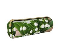 UENFFKDAP Lilies of the Valley Trousse à crayons en cuir avec fermeture éclair Pour école et bureau Unisexe, blanc, Taille unique, Trousse de maquillage