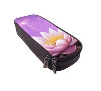 UENFFKDAP Lotus Flower Purple Leather Pencil Case Student Pencil Case Zipper Pencil Case Suitable for School and Office Unisex, Noir , Taille unique, Trousse de maquillage