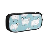 UENFFKDAP Mignon Mouton Cartoon Grande Capacité Trousse Étudiant Crayon Case Zipper Pencil Case Cosmetic Bag Convient pour l'école et le bureau, Unisexe, Noir , Taille unique, Trousse de maquillage