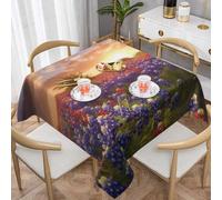UENFFKDAP Nappe carrée Texas Bluebonnets, imperméable et lavable. Les nappes d'intérieur et d'extérieur sont adaptées pour les fêtes, les pique-niques, les repas et les jardins