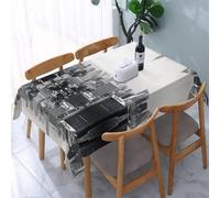 UENFFKDAP Nappe rectangulaire New York noire et blanche, imperméable, lavable et réutilisable. Utilisée dans les restaurants, les fêtes, l'intérieur et l'extérieur. 137 x 183 cm