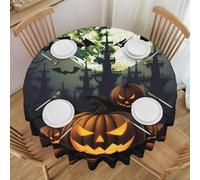 UENFFKDAP Nappe ronde Halloween Moon Chauve-souris citrouille, imperméable, lavable et réutilisable. Utilisée dans les restaurants, les fêtes, l'intérieur et l'extérieur 152 cm