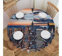 UENFFKDAP Nappe ronde New York City imperméable, lavable et réutilisable. Utilisée dans les restaurants, les fêtes, l'intérieur et l'extérieur 152 cm