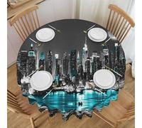 UENFFKDAP Nappe ronde New York Paintings imperméable, lavable et réutilisable. Utilisée dans les restaurants, les fêtes, l'intérieur et l'extérieur 152 cm