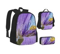 UENFFKDAP Northern Lights Ensemble sac à dos de peinture avec sac à déjeuner et trousse à crayons Grande capacité Cartable Sac à dos léger pour loisirs