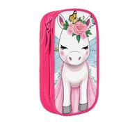 UENFFKDAP Papillons et Hippopotames Grande Capacité Trousse à crayons Étudiant Trousse à cosmétiques Convient pour l'école et le bureau, Unisexe, rose, Taille unique, Trousse de maquillage