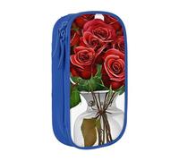 UENFFKDAP Red Roses Trousse à crayons grande capacité pour étudiant Sac à cosmétiques Convient pour l'école et le bureau Unisexe, bleu, Taille unique, Trousse de maquillage