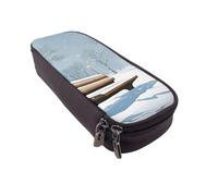 UENFFKDAP Snow Falling in The Park Trousse à crayons en cuir avec fermeture éclair Convient pour les écoles et les bureaux Unisexe, Noir , Taille unique, Trousse de maquillage