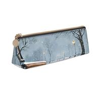 UENFFKDAP Snow Falling in The Park Trousse à crayons en cuir avec fermeture éclair Pour école et bureau Unisexe, blanc, Taille unique, Trousse de maquillage