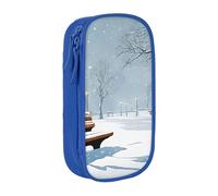 UENFFKDAP Snow Falling in The Park Trousse à crayons grande capacité pour étudiant Convient pour l'école et le bureau Unisexe, bleu, Taille unique, Trousse de maquillage