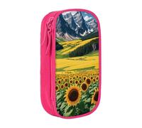 UENFFKDAP Sunflower Over The Mountains and Field Grande Capacité Trousse à crayons Étudiant Trousse à cosmétiques Convient pour l'école et le bureau, Unisexe, rose, Taille unique, Trousse de
