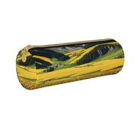 UENFFKDAP Sunflower Over The Mountains and Field Trousse à crayons en cuir avec fermeture éclair Pour école et bureau Unisexe, blanc, Taille unique, Trousse de maquillage