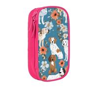 UENFFKDAP Sweet Basset Hound Florals Trousse à crayons grande capacité pour étudiant Convient pour l'école et le bureau Unisexe, rose, Taille unique, Trousse de maquillage