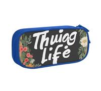 UENFFKDAP Thug Life Trousse à crayons de grande capacité avec fermeture éclair Motif fleurs Pour école et bureau Unisexe, bleu, Taille unique, Trousse de maquillage