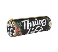 UENFFKDAP Thug Life Trousse à crayons en cuir avec fermeture éclair Motif fleurs Unisexe, blanc, Taille unique, Trousse de maquillage