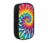 UENFFKDAP Tie Dye Rainbow Grande capacité Trousse à crayons étudiant Trousse à cosmétiques Convient pour l'école et le bureau Unisexe, Noir , Taille unique, Trousse de maquillage