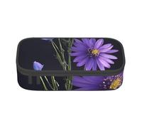 UENFFKDAP Trousse à crayons de grande capacité avec fermeture éclair - Motif fleur violette - Pour l'école et le bureau - Unisexe, Noir , Taille unique, Trousse de maquillage