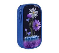 UENFFKDAP Trousse à crayons de grande capacité avec fleur violette pour étudiant et cosmétique, convient pour l'école et le bureau, unisexe, bleu, Taille unique, Trousse de maquillage