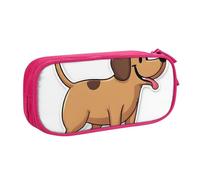 UENFFKDAP Trousse à crayons drôle de grande capacité Motif teckel pour étudiant avec fermeture éclair Convient pour l'école et le bureau Unisexe, rose, Taille unique, Trousse de maquillage