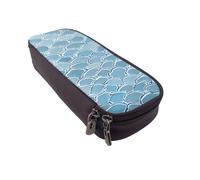 UENFFKDAP Trousse à crayons en cuir avec motif écailles de sirène, avec fermeture éclair, convient pour l'école et le bureau, unisexe, Noir , Taille unique, Trousse de maquillage