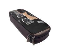 UENFFKDAP Trousse à crayons en cuir avec motif guitare musicale pour étudiant, fermeture éclair, convient pour l'école et le bureau, unisexe, Noir , Taille unique, Trousse de maquillage