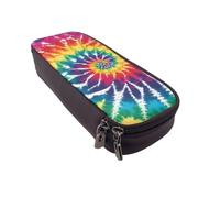 UENFFKDAP Trousse à crayons en cuir Tie Dye Rainbow - Avec fermeture éclair - Convient pour l'école et le bureau - Unisexe, Noir , Taille unique, Trousse de maquillage