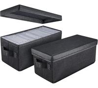 UENTIP Boîte de Rangement CD Pochette- 13,2 "x 5,9" x 5,3 ",Noir (Black, CD box-2pack)