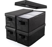 UENTIP Boîte de Rangement CD Pochette- 13,2 "x 5,9" x 5,3 ",Noir (Black, CD box-4pack)