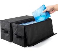 UENTIP Boîte de rangement cd pochette- 13,2 "x 5,9" x 5,3 ",noir (black, dvd box-2pack)