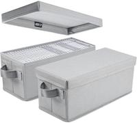 UENTIP Boîte de Rangement CD Pochette- 13,2 "x 5,9" x 5,3 ",Noir (Grey, CD box-2pack)