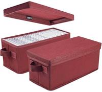 UENTIP Boîte de rangement cd pochette- 13,2 "x 5,9" x 5,3 ",noir (red, cd box-2pack)
