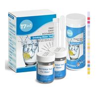 Ueomul Bandelette Test Eau 17 EN 1, pour Piscines, Spas, Hydroponie | (100 Test 16 paramètres + 2 Tests Bactéries), Kit Analyse Eau pH, Dureté totale, Chlore, Fluorure et plus encore