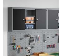 UERNGFTKM Armoire à outils industrielle noire et grise 50 x 20 x 55 cm avec étagères réglables en acier et système de serrure à came en acier et bois