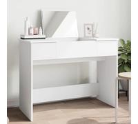 UERNGFTKM Coiffeuse avec miroir blanc 100 x 45 x 76 cm, table de maquillage moderne en bois avec beaucoup d'espace de rangement pour cosmétiques et bijoux, design droit avec forme symétrique pour