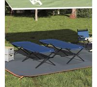 UERNGFTKM Lot de 2 lits pliants pour le camping - Bleu - 210 x 80 x 46 cm - Lit pliant d'extérieur en tissu Oxford avec cadre en acier - Lit de camping pliable pour un montage facile