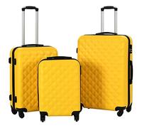 UERNGFTKM Lot de 3 valises de voyage rigides en ABS - Noires - Avec serrures de sécurité, sangles de serrage et roulettes à 360 degrés - Bagages légers et durables pour voyages d'affaires, jaune, 36 x