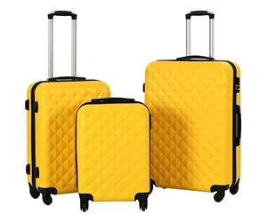 UERNGFTKM Lot de 3 valises de voyage rigides en ABS - Noires - Avec serrures de sécurité, sangles de serrage et roulettes à 360 degrés - Bagages légers et durables pour voyages d'affaires, jaune, 36 x