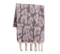 UERSJWYSO éCharpe Pashmina pour Femme Avec Imprimé Léopard Douce et Chaude en Cachemire avec Pompons Tressés,Gris,One Size