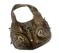 UERSJWYSO Grand Sac à BandoulièRe Hobo Vintage des Années 2000 pour Femme en Similicuir DéLavé, Effet Vieilli avec Fermeture éClair,Marron