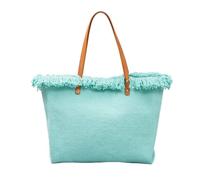 UERSJWYSO Grand Sac Fourre-Tout en Toile pour Femme Sac à Main Décontracté en Cuir PU avec Bandoulière Et Pompon Solide avec Poignée SupéRieure,Light Blue