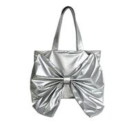 UERSJWYSO Grands Sacs à Main Tendance avec NœUd pour Femmes Sac à Poignée SupéRieure avec NœUd Sac Fourre-Tout Hobo,Argent
