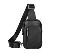 UERSJWYSO Mini Sac À Bandoulière pour Hommes Femmes Peau De Vachette Utilitaire Petit Sac À Dos À Bandoulière Sac À Dos Sac De Poitrine pour Voyage,Noir