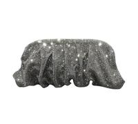 UERSJWYSO Pochette de Soirée à Strass Scintillants pour Femme, Sac à BandoulièRe Plissé avec Chaîne, Sac à Boulettes pour FêTe de Mariage,Gris