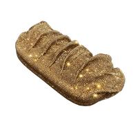 UERSJWYSO Pochette de Soirée à Strass Scintillants pour Femme, Sac à BandoulièRe Plissé avec Chaîne, Sac à Boulettes pour FêTe de Mariage,Gold 2